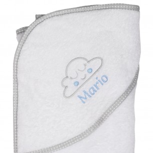 Capa de Baño Nube Colorete Bordada - Azul 01