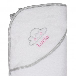 Capa de Baño Nube Colorete Bordada - Rosa 01