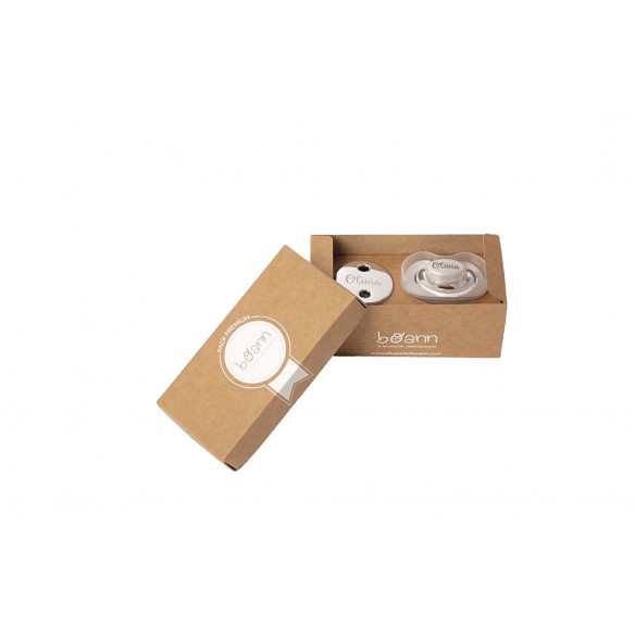 Set Premium Ciuccio E Catena Personalizzata - Perla/Oro