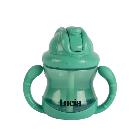 Bicchiere Bottiglia con Cannuccia e Nome Personalizzato