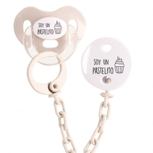 Pack chupete y cadena F138 Beige