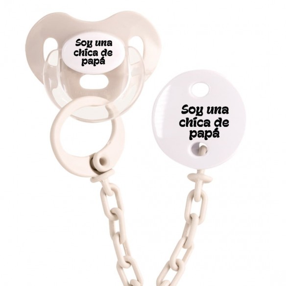 Pack chupete y cadena F143 Beige