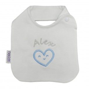 Babero bordado corazon azul