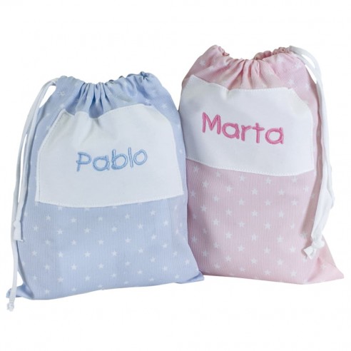 Bolsa merienda bordada rosa y azul 02
