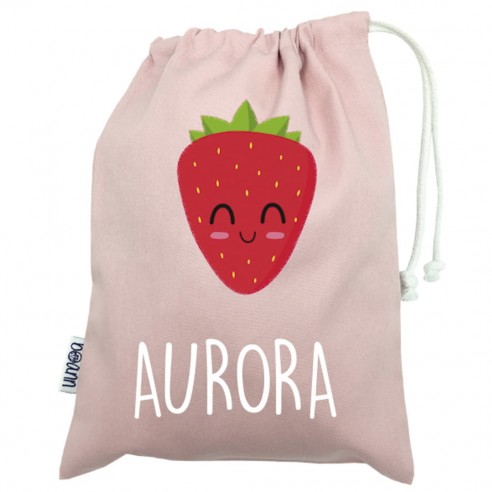 Talega mini con asas FRESA rosa 02