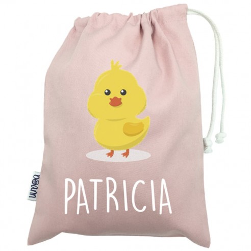 Talega mini con asas POLLO rosa 02