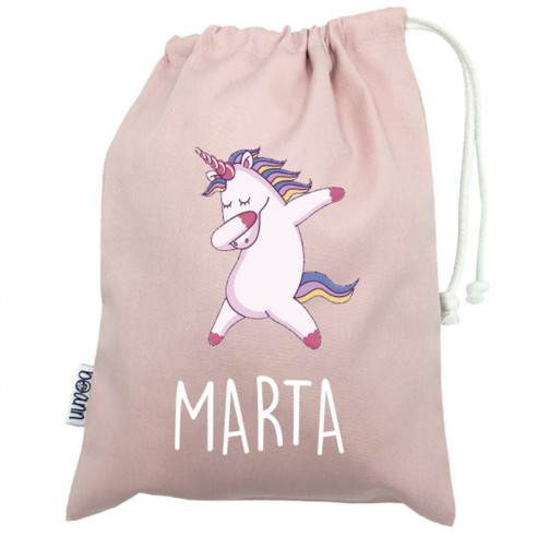 Talega mini con asas UNICORNIO rosa 02