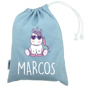 Talega mini con asas UNICORNIOGAFAS azul 02