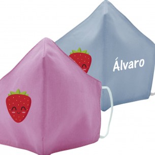Mascarilla de tela FRESA rosa 02 2