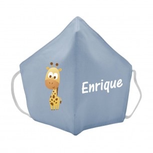 Mascarilla de tela JIRAFA azul 02