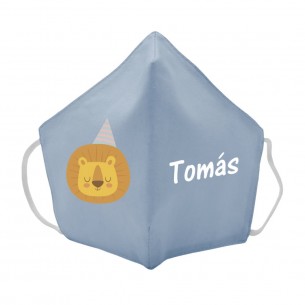 Mascarilla de tela LEON azul 02