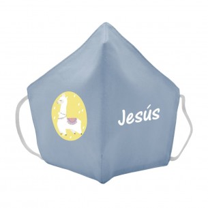 Mascarilla de tela LLAMA azul 02