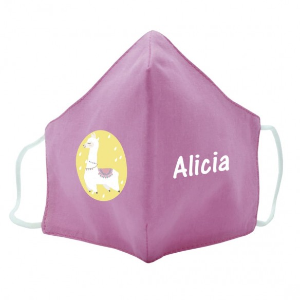 Mascarilla de tela LLAMA rosa 02