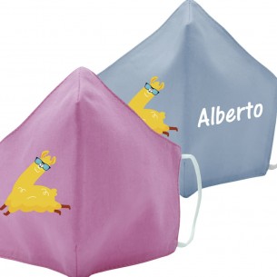 Mascarilla de tela LLAMAGAFAS rosa 02 2