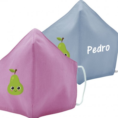 Mascarilla de tela PERA azul y rosa