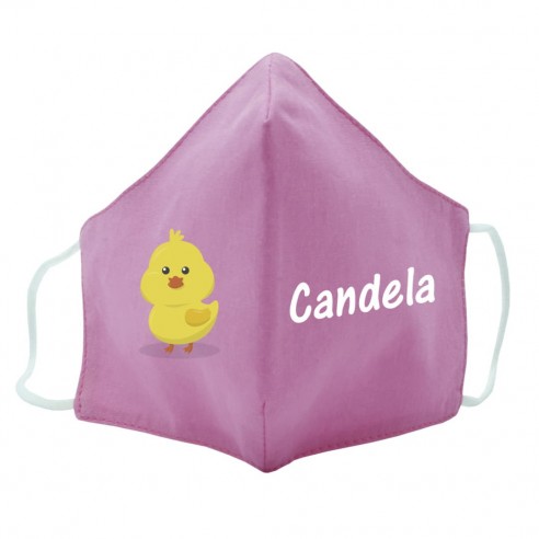 Mascarilla de tela POLLO rosa 02