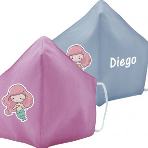 Mascarilla de tela SIRENA rosa 02 2