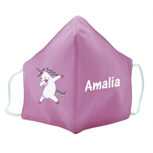 Mascarilla de tela UNICORNIO rosa 02