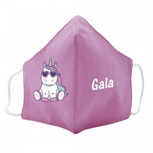 Mascarilla de tela UNICORNIOGAFAS rosa 02