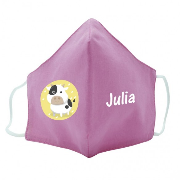 Mascarilla de tela VACA rosa 02