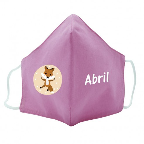 Mascarilla de tela ZORRO rosa 02
