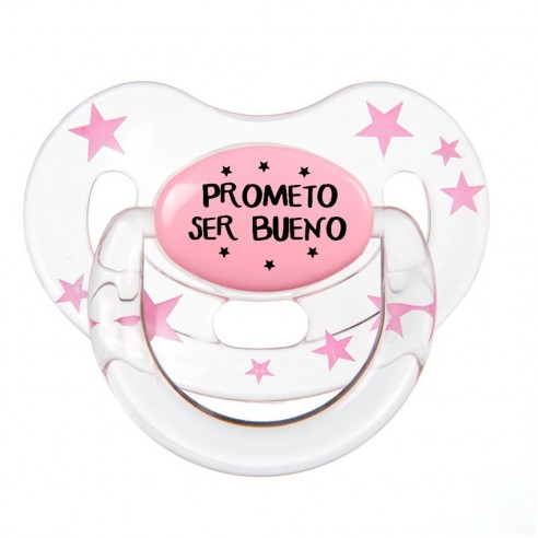 Chupete F139 Rosa/Transparente con Estrellas