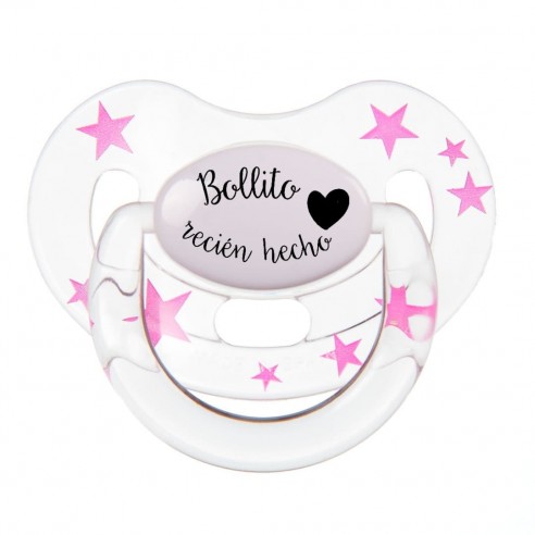 Chupete F141 Fucsia/Transparente con Estrellas