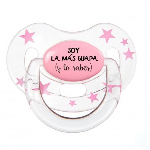 Chupete F145 Rosa/Transparente con Estrellas