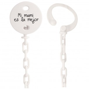 Cadena de chupete Frase F105  Blanco
