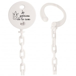 Cadena de chupete Frase F111  Blanco
