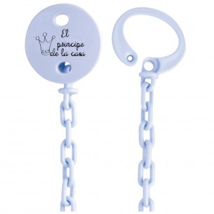 Cadena de chupete Frase F112  Azul