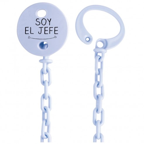Cadena de chupete Frase F135  Azul