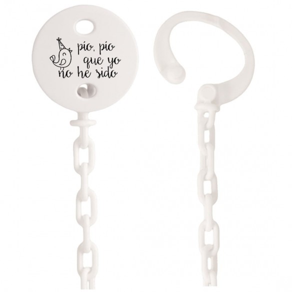 Cadena de chupete Frase F140  Blanco