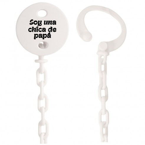 Cadena de chupete Frase F143  Blanco