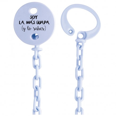 Cadena de chupete Frase F145  Azul