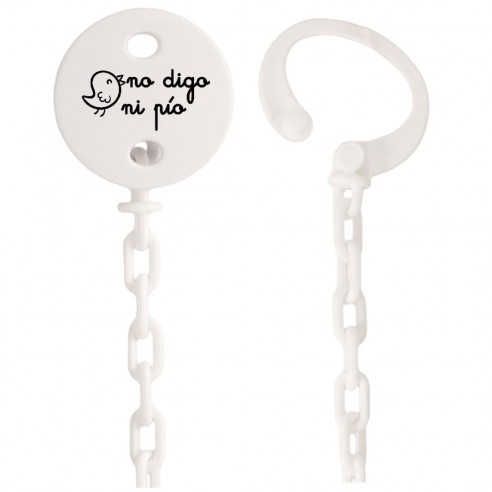 Cadena de chupete Frase F147  Blanco