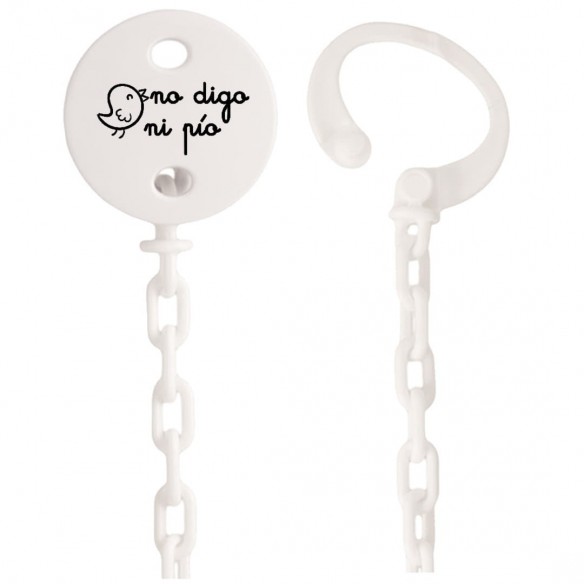 Cadena de chupete Frase F147  Blanco