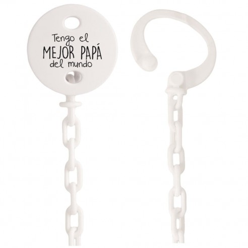 Cadena de chupete Frase F163  Blanco
