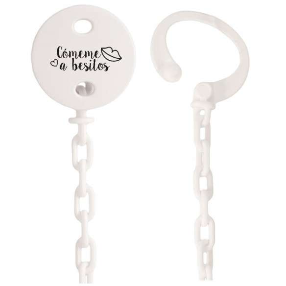 Cadena de chupete Frase F164  Blanco