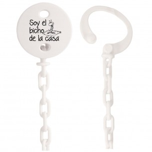Cadena de chupete Frase F166  Blanco