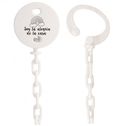 Cadena de chupete Frase F219  Blanco