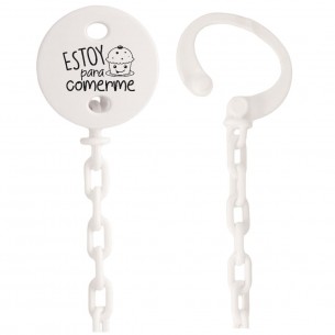 Cadena de chupete Frase F222  Blanco