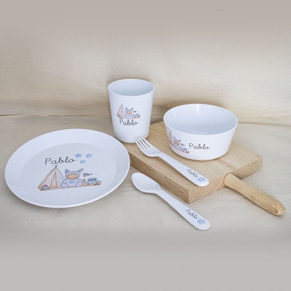 Vajilla Completa Camping Azul