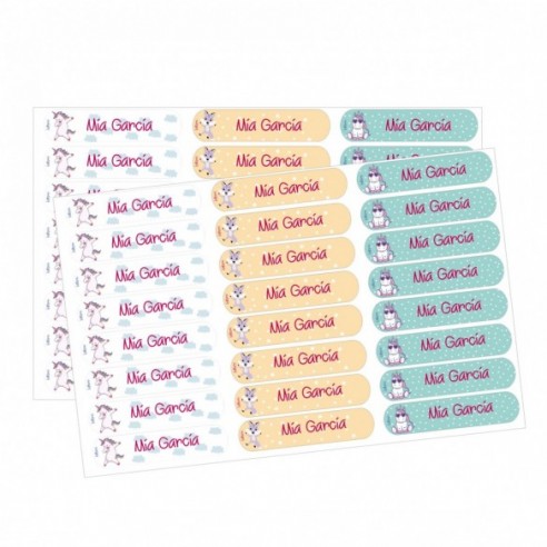 Etiqueta identificativa textil unicornio