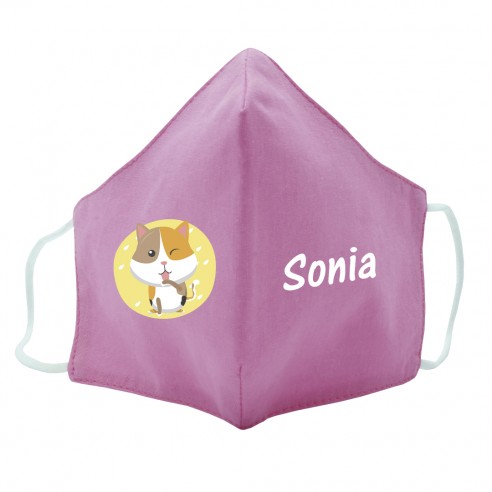 Mascarilla de tela GATO rosa 02