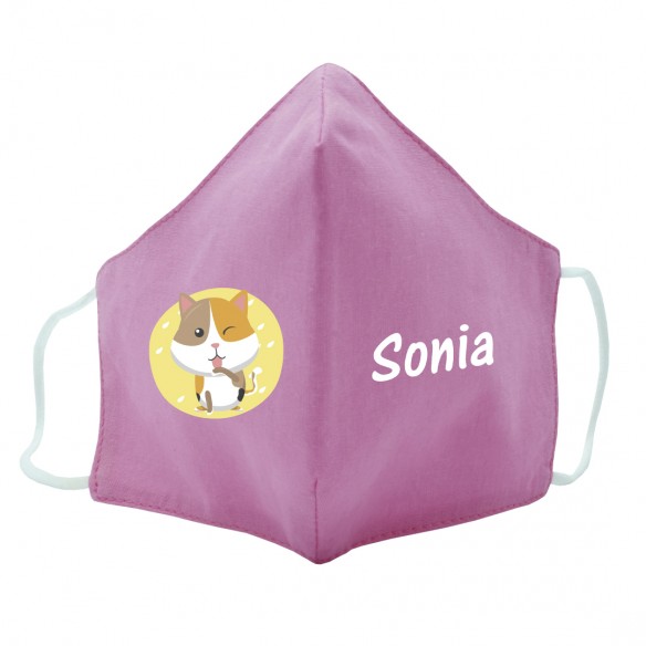 Mascarilla de tela GATO rosa 02
